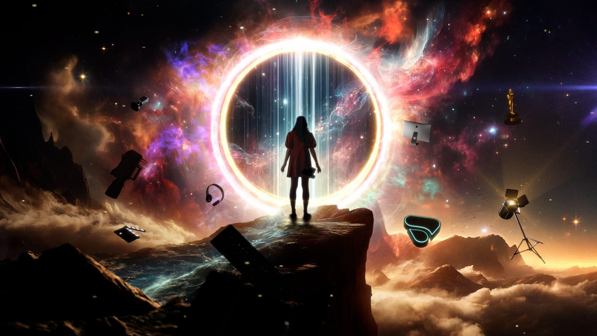 Shootsta Premier animation and visual effects still: a figure before a cosmic portal